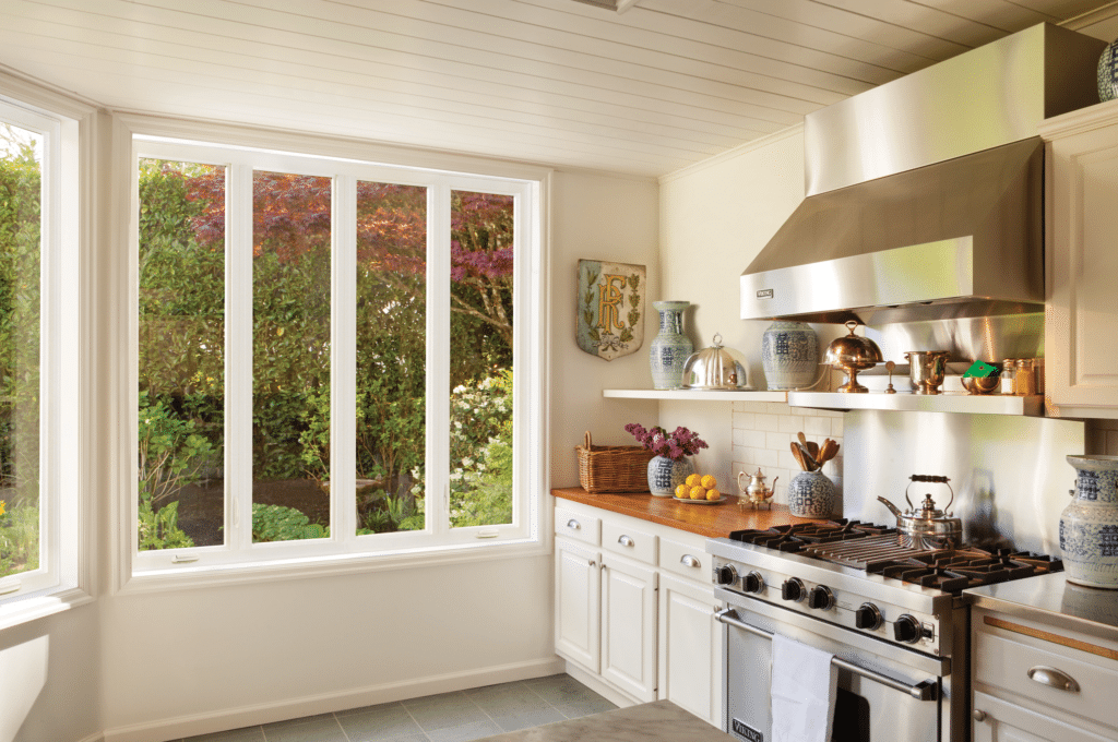 Residential windows in Virginia Beach, VA in a kitchen.  This is a 4-lite casement window.